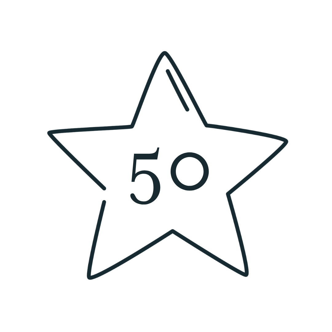 A hand-drawn outline of a five-pointed star with the number 50 inside.