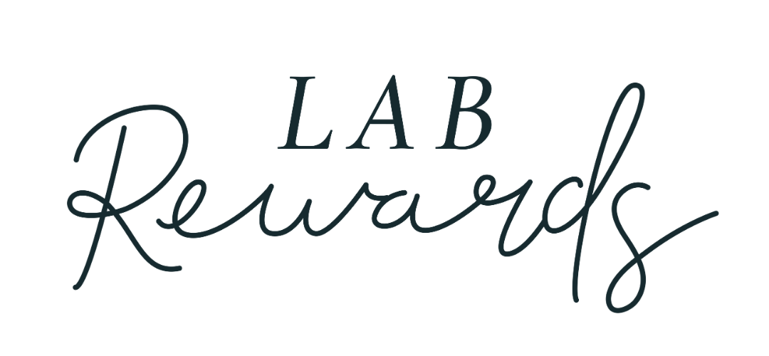 The text “LAB Rewards” written in a mix of serif and script fonts.